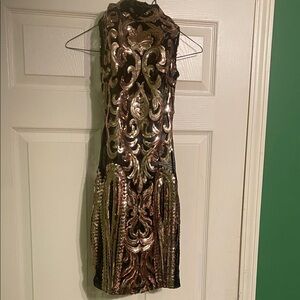 Fashion Nova Black and Gold Mini Dress